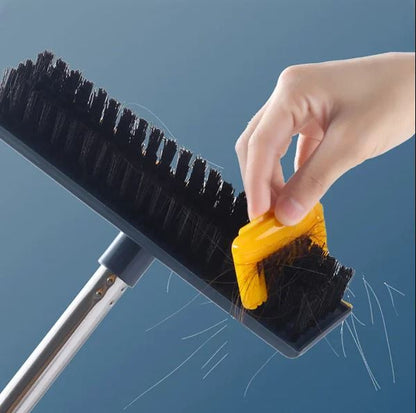 Floor Scrub Brush With Adjustable Long Handle | 2 In 1 Scrape And Brush
